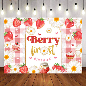 Mocsicka Sweet Berry First Birthday Party Backdrop