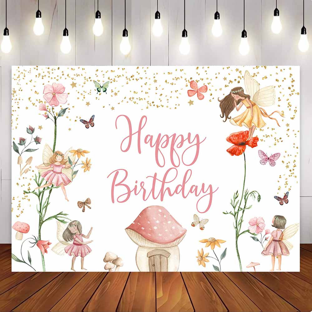 [Only Ship To U.S] Mocsicka Little Fairy Mushroom House Happy Birthday Backdrop-Mocsicka Party