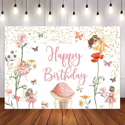 [Only Ship To U.S] Mocsicka Little Fairy Mushroom House Happy Birthday Backdrop-Mocsicka Party