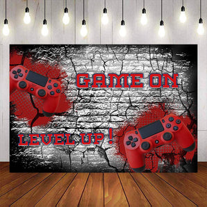 Mocsicka Game On Level Up Game Console Birthday Backdrop-Mocsicka Party