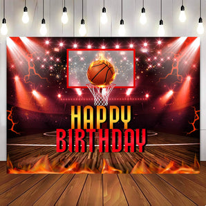 Mocsicka Sports Theme Basketball Happy Birthday Backdrop for Kids Boys Birthday Party