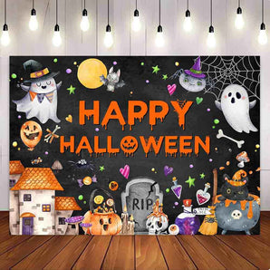 Mocsicka Tombstone RIP Happy Halloween Party Backdrop-Mocsicka Party