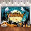 Mocsicka Moonlight Skull Evil Pumpkin Happy Halloween Party Backdrop-Mocsicka Party