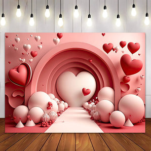 Mocsicka Pink and White Love Heart Valentine's Day Backdrop For Photography Backdrop