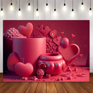 Mocsicka Hot Pink Cup Valentine's Day Backdrop For Photography Backdrop