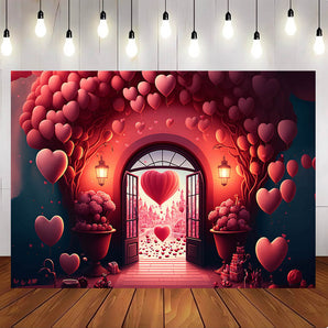 Mocsicka Room Pink Heart and Flowers Valentine's Day Backdrop For Photography Backdrop