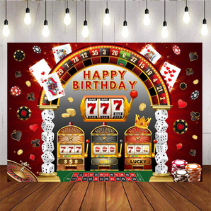 Mocsicka Casino Theme  Poker Las Vegas Party Happy Birthday Backdrop