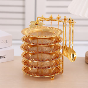 Mocsicka Golden Light Luxury Hand-made Relief Craftsmanship Cake Decorating Tray
