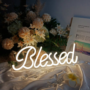 Mocsicka Blessed Neon Sign for God Bless Baby Shower Party Decoration