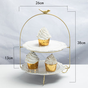 Mocsicka Double Layer High-end Cake Decorating Tray Stand