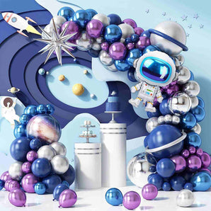 Mocsicka Navy Blue Space Astronaut Theme Balloon Arch Set Party Decoration