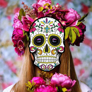 Mocsicka Day of the Dead Prom Mask Halloween Horror Party Paper Face Mask