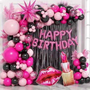 Mocsicka 139 Pcs Black & Pink Valentine’s Day Balloon Arch Kit