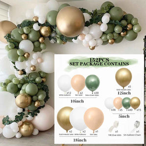 Mocsicka Retro Bean Paste Green Olive Green Balloon Arch Set