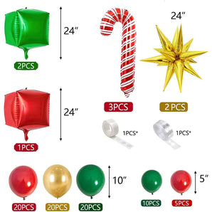 Mocsicka Red and Green Christmas Party Balloon Arch Set