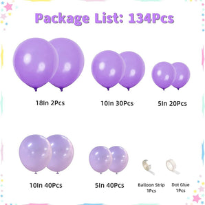Mocsicka Lavender Purple Latex Balloon Arches Set Party Decoration