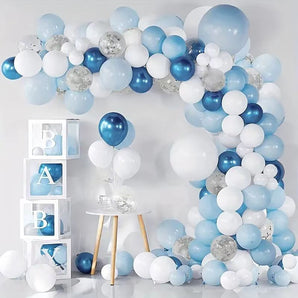 Mocsicka Blue White Baby Shower Party Decoration Balloon Arch Set