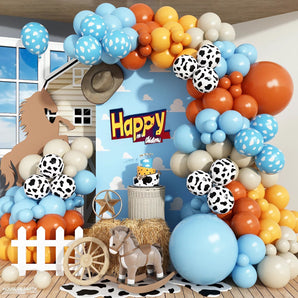 Mocsicka 121 Pcs Western Cow Print Balloon Arch Kit – Country Cowboy Party Decor