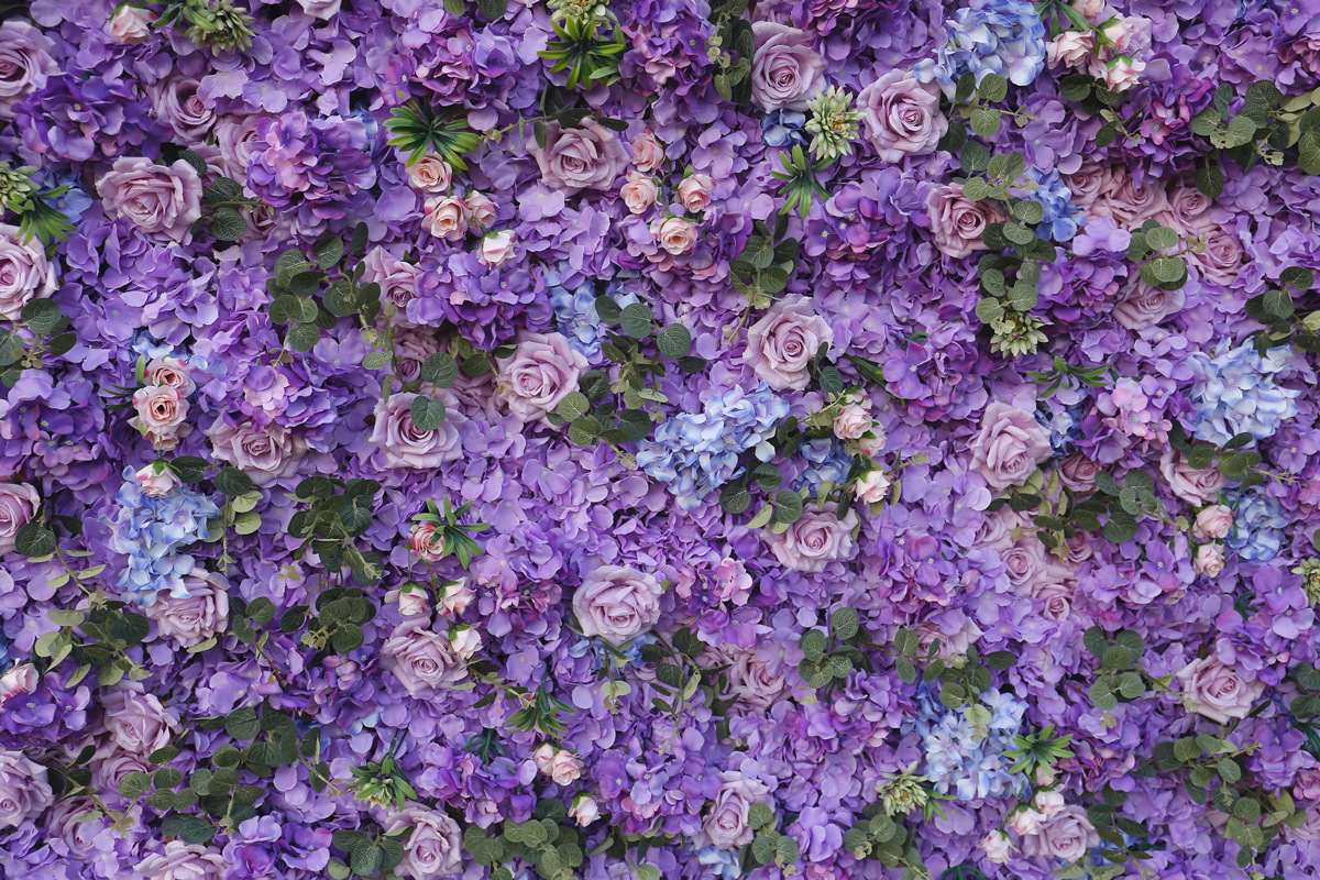 Mocsicka Wedding Purple Fabric Artificial Flower Wall Birthday Party D