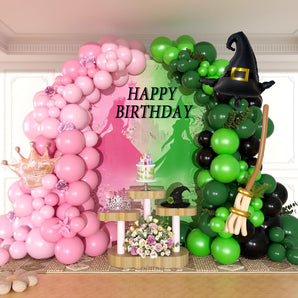Mocsicka Green & Pink Witch Birthday Balloon Arch Kit