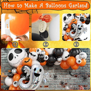 Mocsicka Spooky Ghost Skull Halloween Party Balloon Arch Set