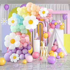 Mocsicka Blue Pink White Daisy Birthday Party Decoration Balloon Arch Set