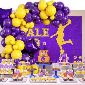Mocsicka Yellow and Purple Sports Themed Latex Balloons Set Party Decoration