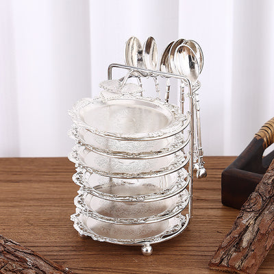 Mocsicka Silver Light Luxury Hand-made Relief Craftsmanship Cake Decorating Tray