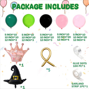 Mocsicka Green & Pink Witch Birthday Balloon Arch Kit