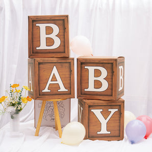 Mocsicka Wooden Texture Party Decoration Balloon Box