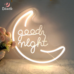 Mocsicka Moon Good Night LED Neon Sign for Party Decoration