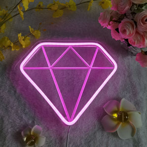 Mocsicka Diamond and Heart Neon Sign for Proposal Wedding Party Decoration