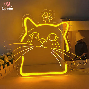 Mocsicka Cute Cat LED Neon Sign for Decoration