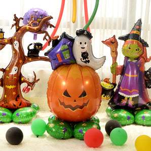 Mocsicka Halloween Foil Balloon Witch Pumpkin Head Dead Tree Three-Piece Set