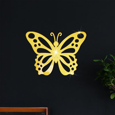 Mocsicka 3D Double Sided Gold Hollow Butterfly Acrylic Party Decoration Accessories-2Pcs