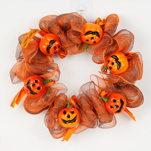 Mocsicka Halloween Pumpkin Mesh Garland Front Door Decoration Accessories