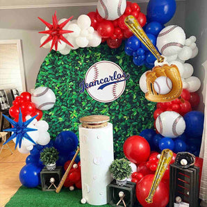 Mocsicka Red Blue and White Baseball Theme Balloon Arch Set Party Decoration