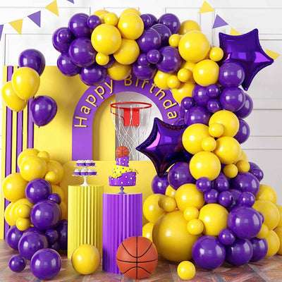 Mocsicka Yellow and Purple Sports Themed Latex Balloons Set Party Decoration