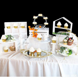 Mocsicka 13Pcs Wooden White Wedding Birthday Party Cake Decoration Tray