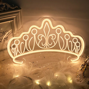 Mocsicka Pink Crown LED Neon Sign for Girls Birthday Party Decoration