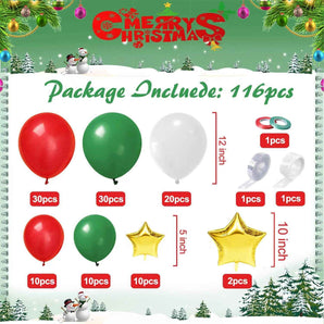 Mocsicka Red White Green Christmas Theme Balloon Arch Set