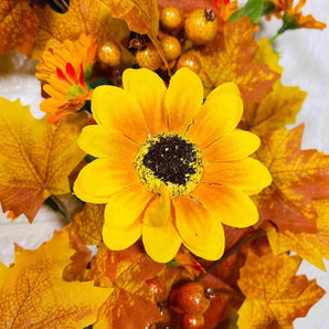 Halloween Maple Leaf Skull Wreath for Front Door Decoration