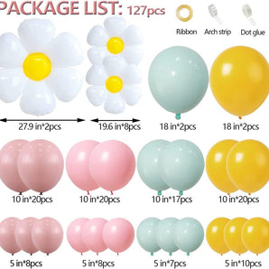 Mocsicka Small Fresh Style Daisy Birthday Party Balloon Arch Set