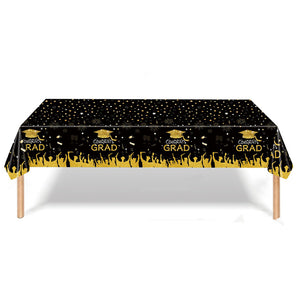 Mocsicka Black Gold Graduate Theme Print Tablecloths 137¡Á274cm-Mocsicka Party