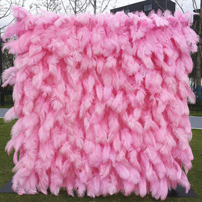 Mocsicka Gorgeous Pink Artificial Feathers Flower Wall Birthday Party Decor
