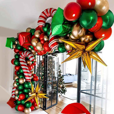 Mocsicka Red and Green Christmas Party Balloon Arch Set