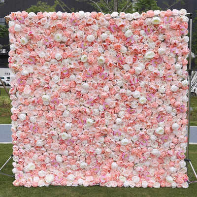 Mocsicka Wedding Pink and White Fabric Artificial Flower Wall Birthday Party Decor