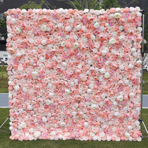 Mocsicka Wedding Pink and White Fabric Artificial Flower Wall Birthday Party Decor