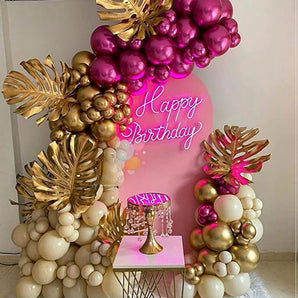 Mocsicka Rose Red Gold Retro Sand White Balloon Arch Set for Birthday Party