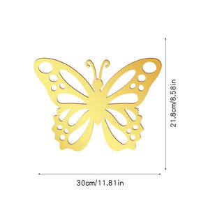 Mocsicka 3D Double Sided Gold Hollow Butterfly Acrylic Party Decoration Accessories-2Pcs